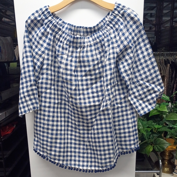 Sara Campbell Tops - Sara Campbell Blue and White Gingham Blouse